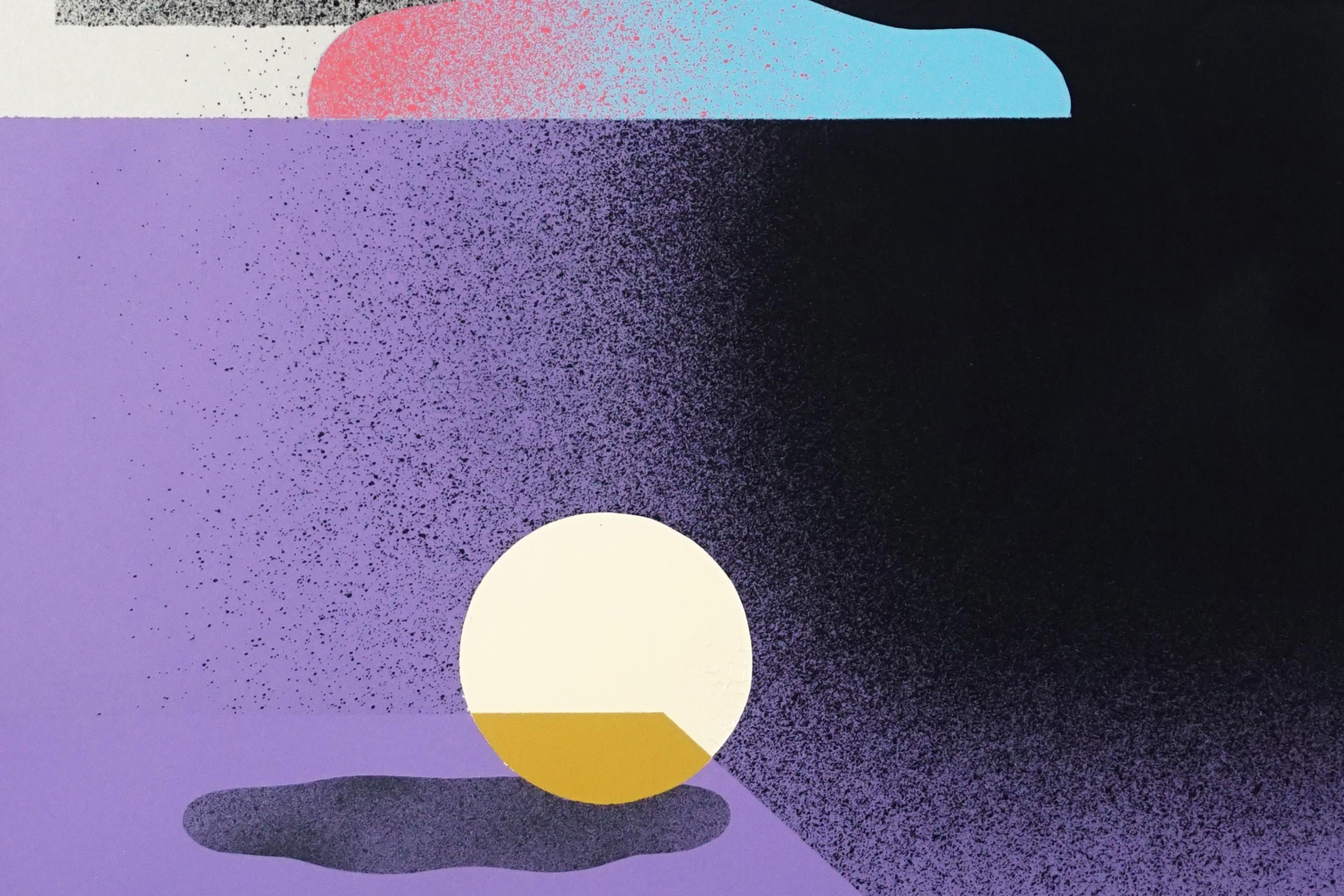 Sky Before the Storm, Dreamy Urban Landscapes Diptych, Purple, Blue, Black, Rock For Sale 3