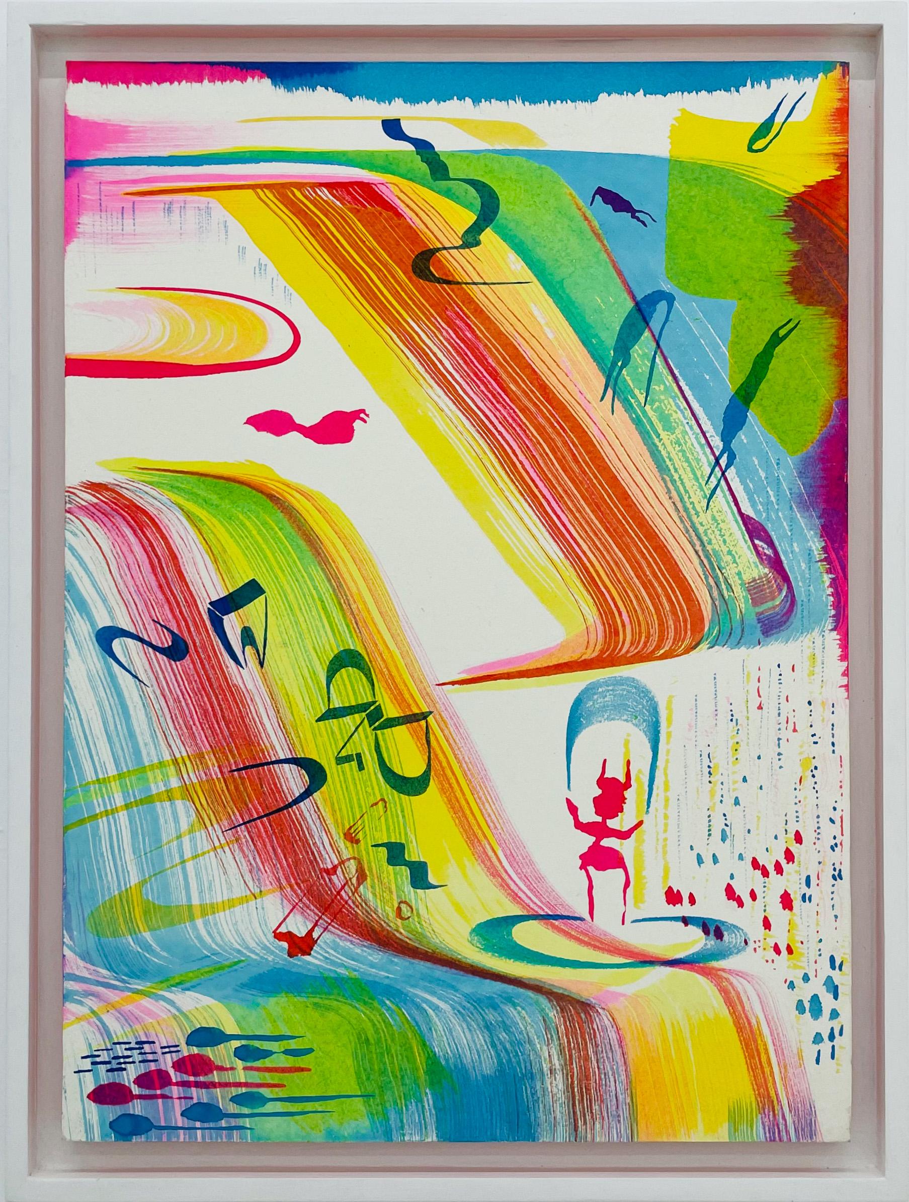 "La lluvia de la semilla"  colorful, figurative, organic, ink painting