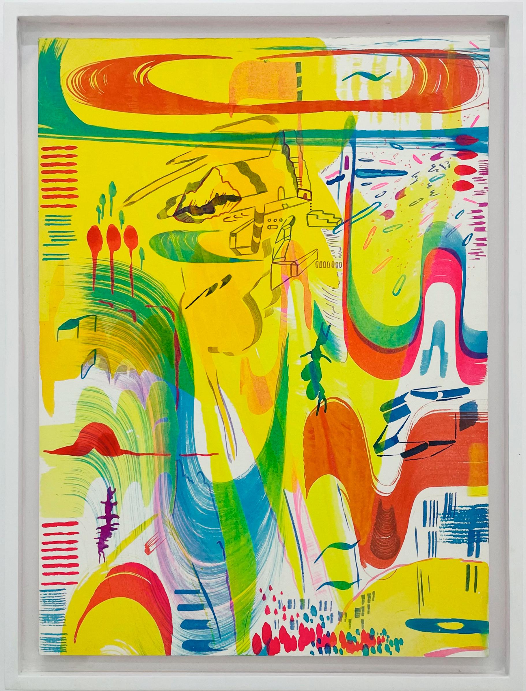 "La simultaneidad" colorful, figurative, organic, ink painting
