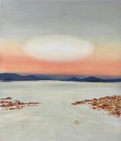Mare di sale, dipinto di paesaggio, olio su tela, con cornice, 2026.