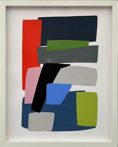 Conjunto de 2 Acrílico sobre papel. Collage abstracto técnica mixta