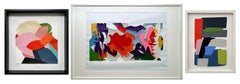 Ensemble de 3 peintures acryliques sur papier.