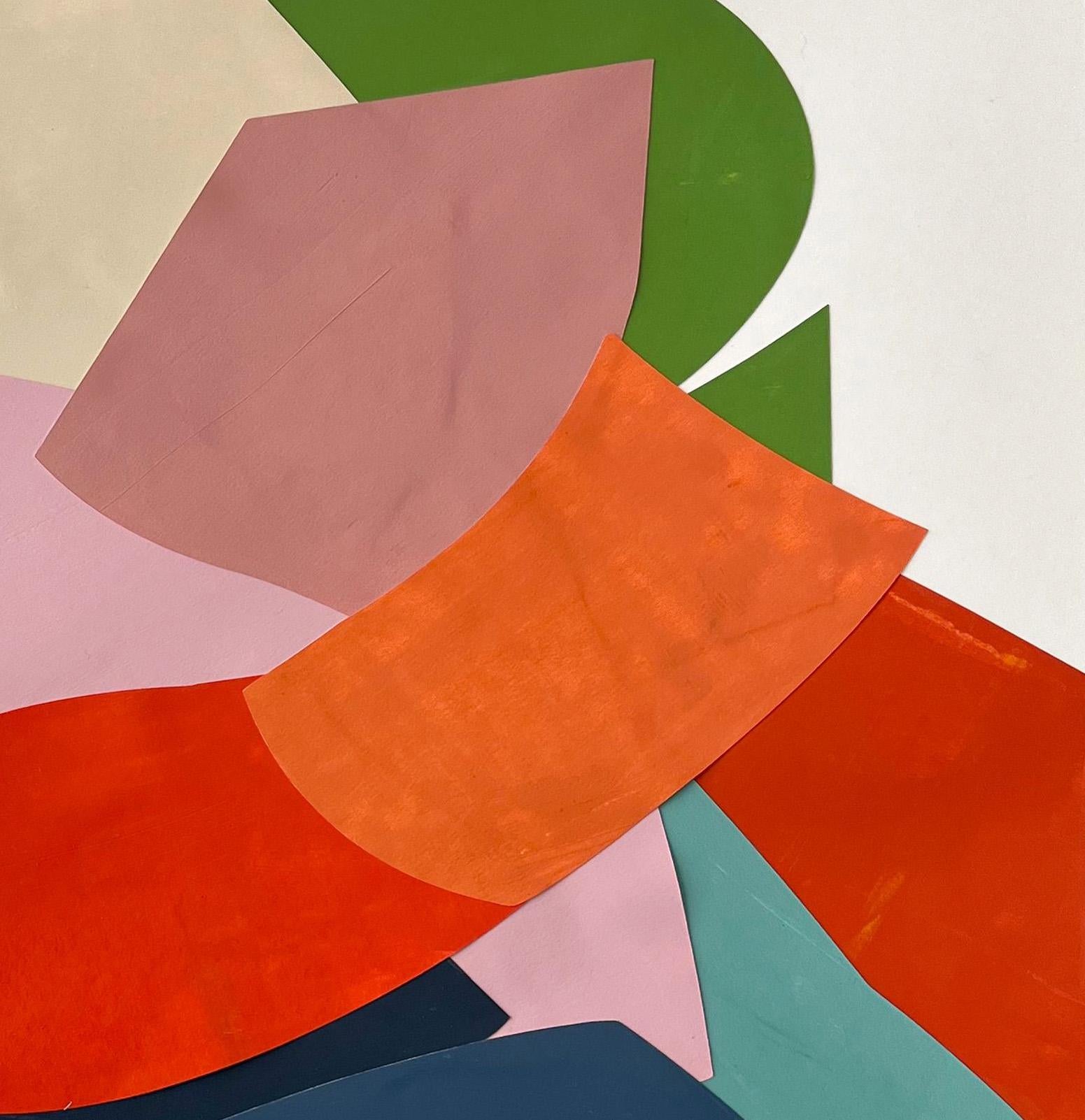 Esta serie nace de la búsqueda de dejar de lado la figuración narrativa y reducir la imagen a forma y color. Parte tanto de imágenes encontradas como de sus propias imágenes, de piezas anteriores, de su paleta, de dibujos, de forma