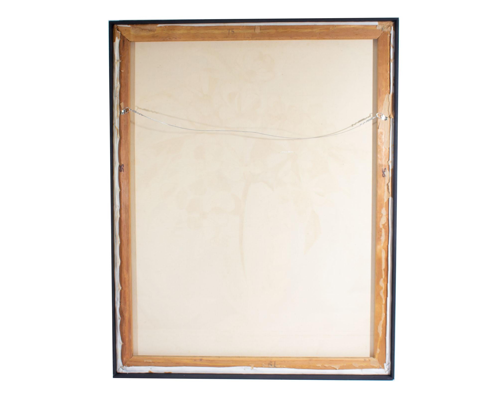 Alejandro Camarena Pintura abstracta al óleo sobre lienzo Naturaleza muerta floral firmada en venta 4