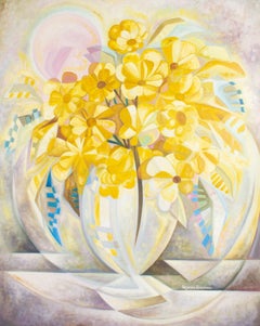 Alejandro Camarena Signed Abstract Oil on Canvas Floral Still Life Painting