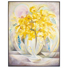 Alejandro Camarena Signed Abstract Oil on Canvas Floral Still Life Painting