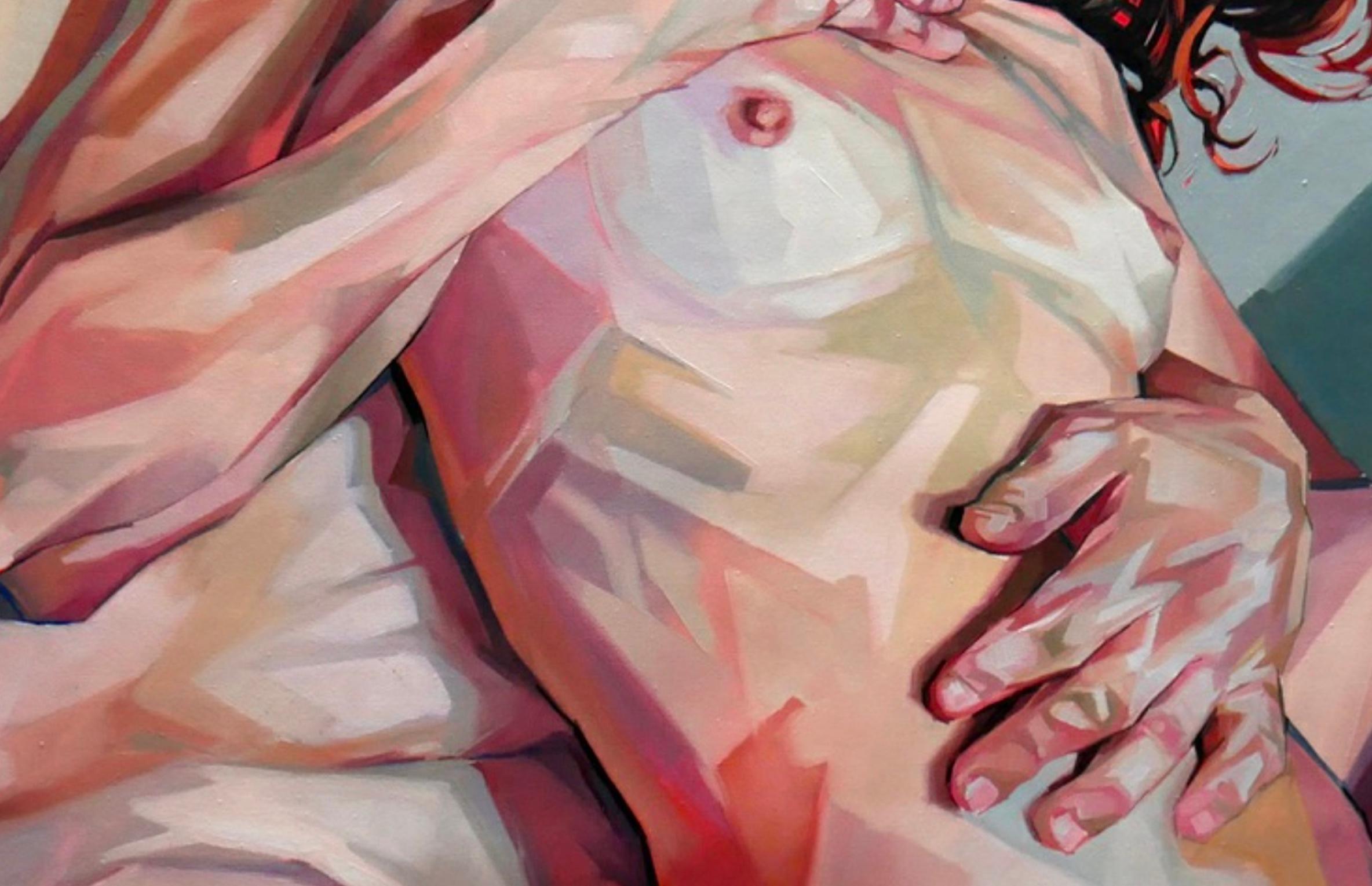 Zeitgenössisches Porträt einer Frau aus der Zeit des 21. Jahrhunderts (Braun), Nude Painting, von Alejandro Casanova