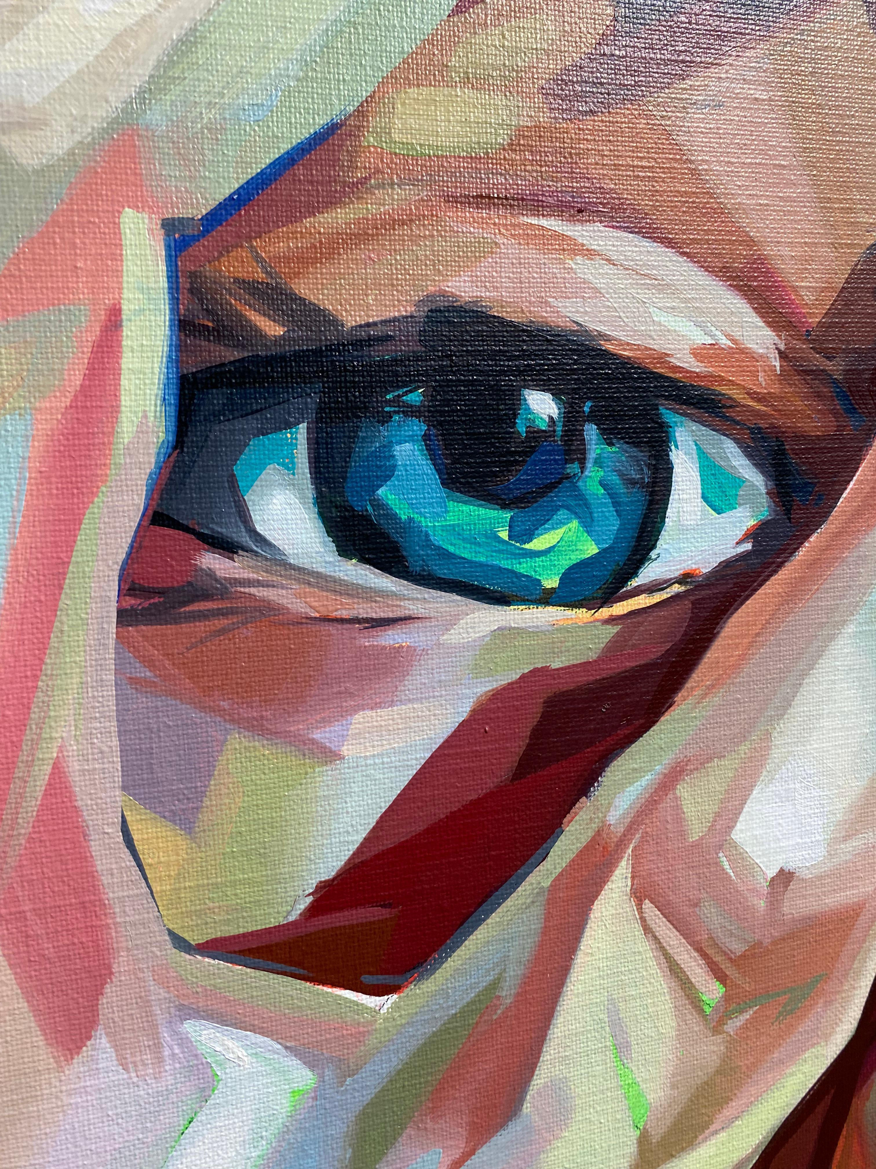 Forced to Bloom - Zeitgenössische Porträtmalerei des 21. Jahrhunderts mit Blumen im Angebot 1