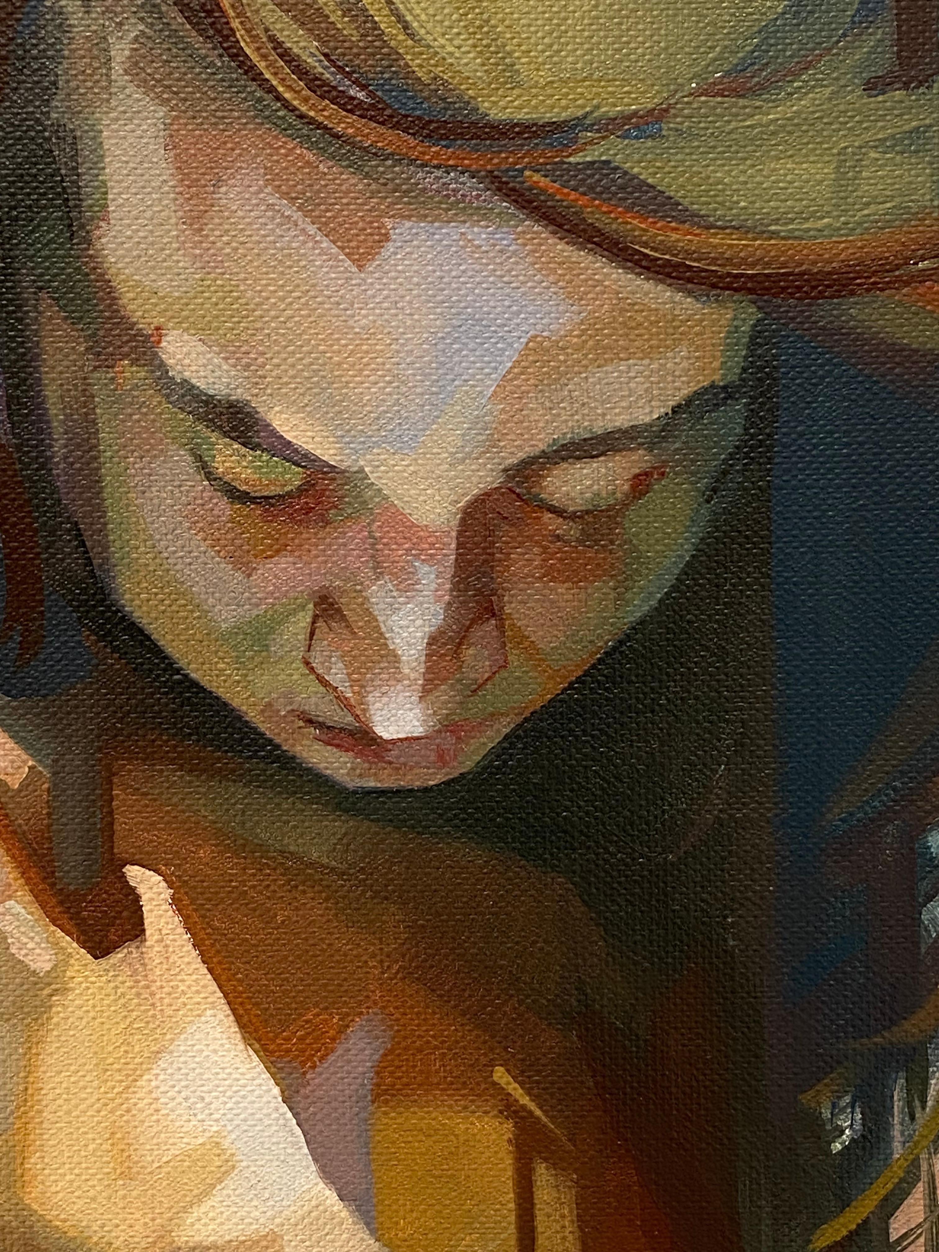 Sin título - Pintura contemporánea del siglo XXI de una mujer - Figurative Painting Azul de Alejandro Casanova