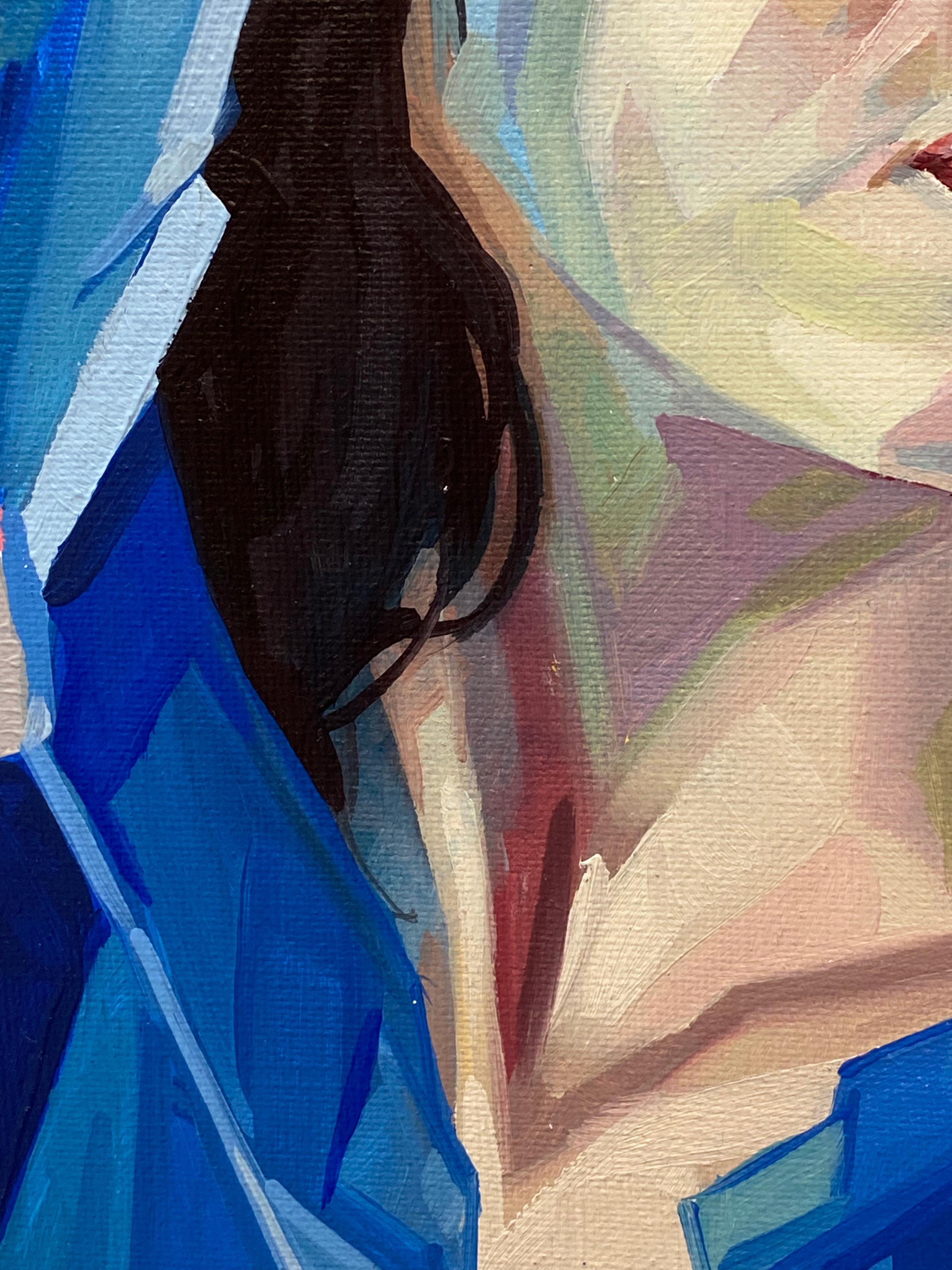 Refugio de Azul sobre Rosa - Retrato contemporáneo del siglo XXI de una mujer en venta 2