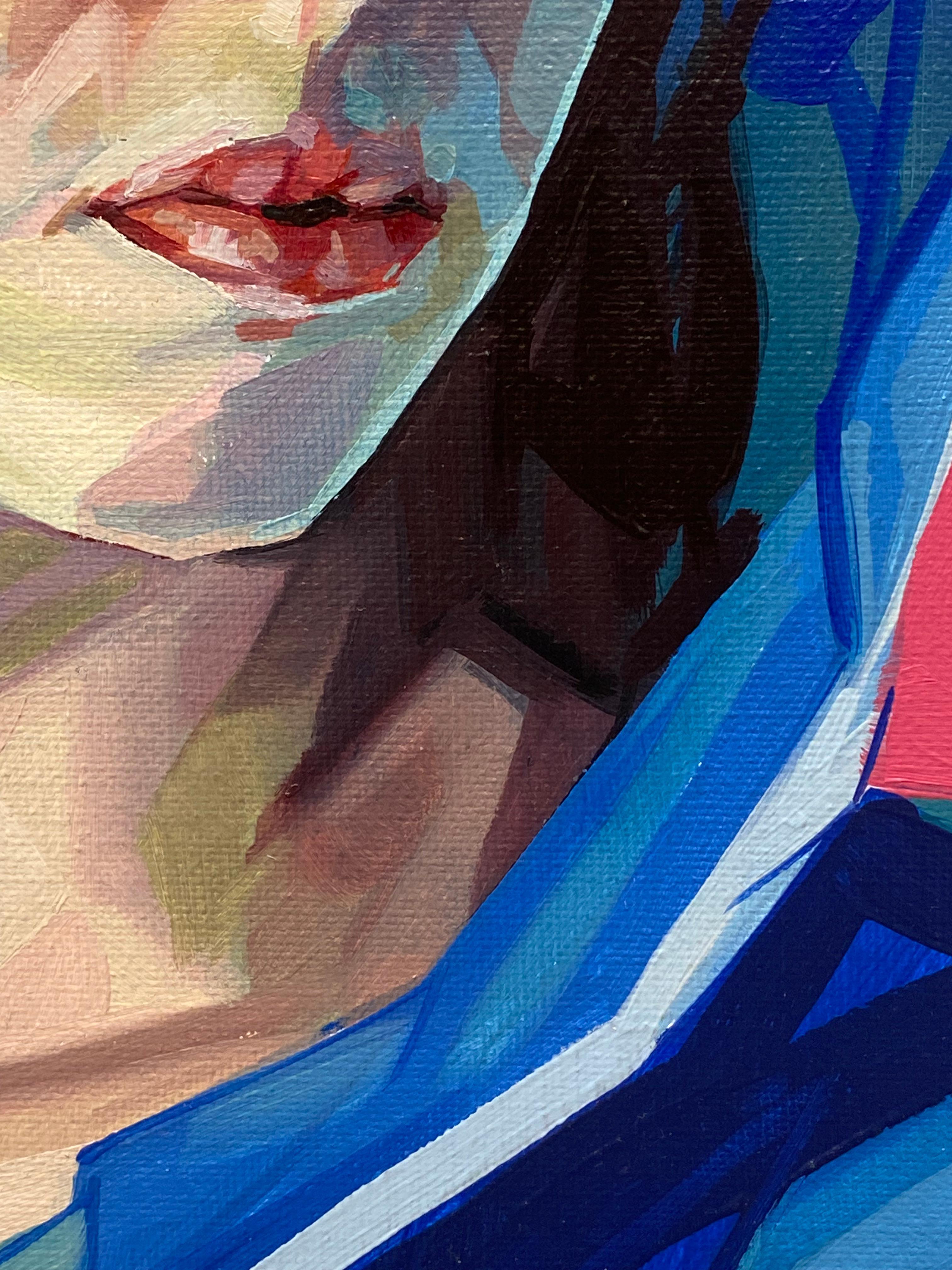 Refugio de Azul sobre Rosa - Retrato contemporáneo del siglo XXI de una mujer en venta 3