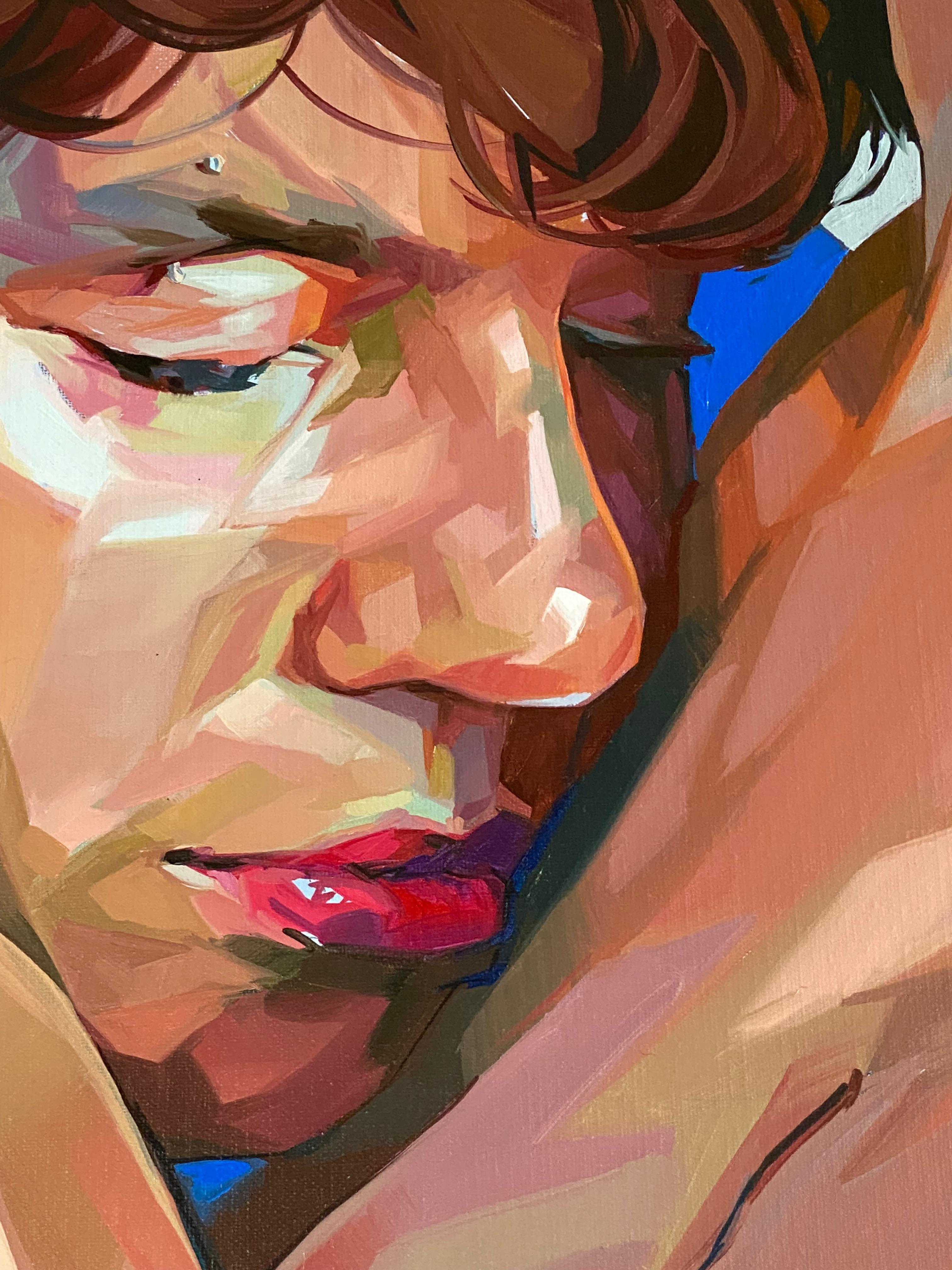 Alejandro Casanova (Spanish artist)
Were We Find Refuge
150 x 150 cm 
Oil paint on canvas
The canvas of this painting will be rolled and shipped in a tube.

Alejandro (Ale) Casanova was born in Valencia (Spain) in 1981. In the capital of Turia, he