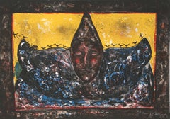 Payaso (Yellow), Surrealist Lithograph by Alejandro Colunga