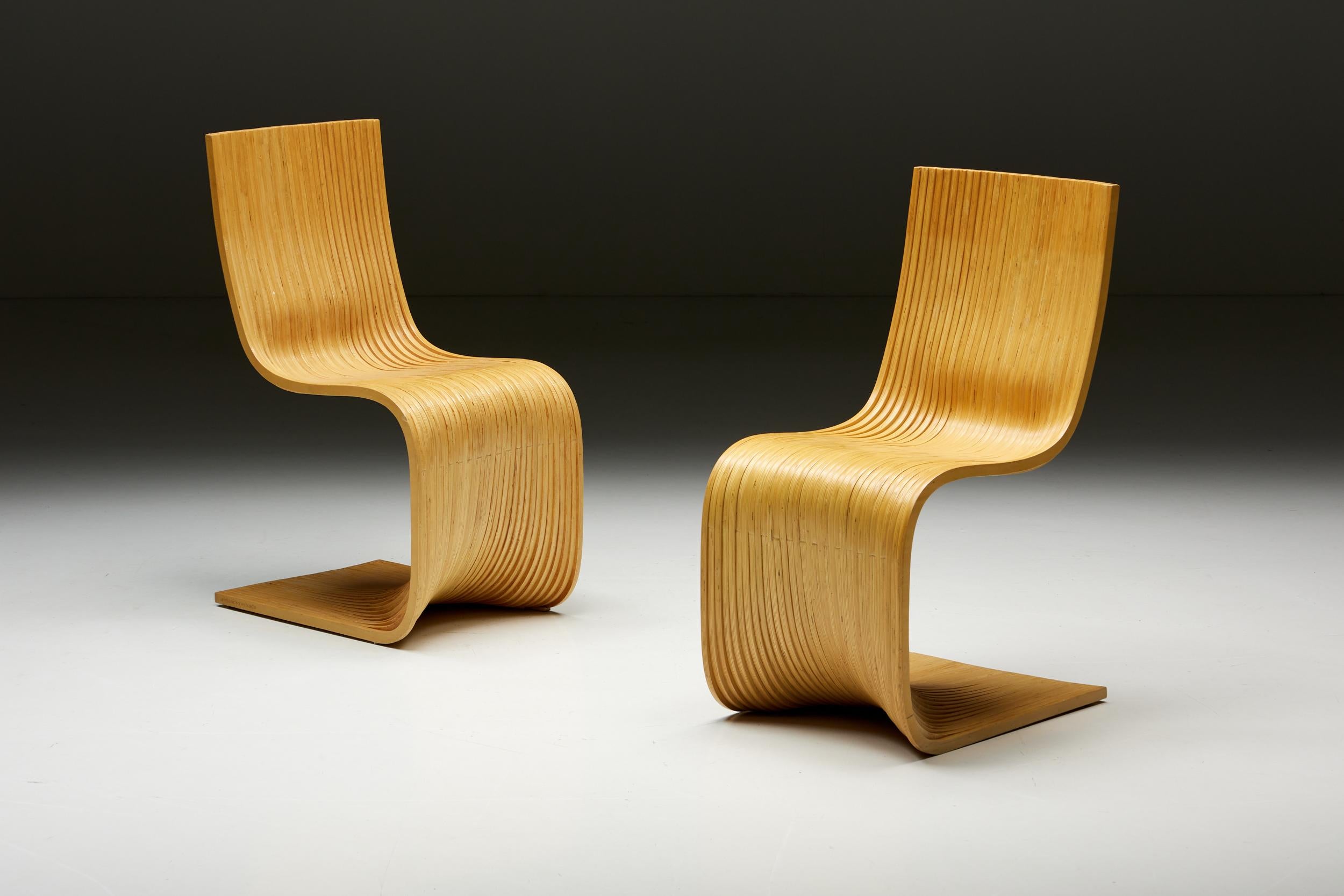 Bamboo dining chairs by Estrada Plywood contour or 