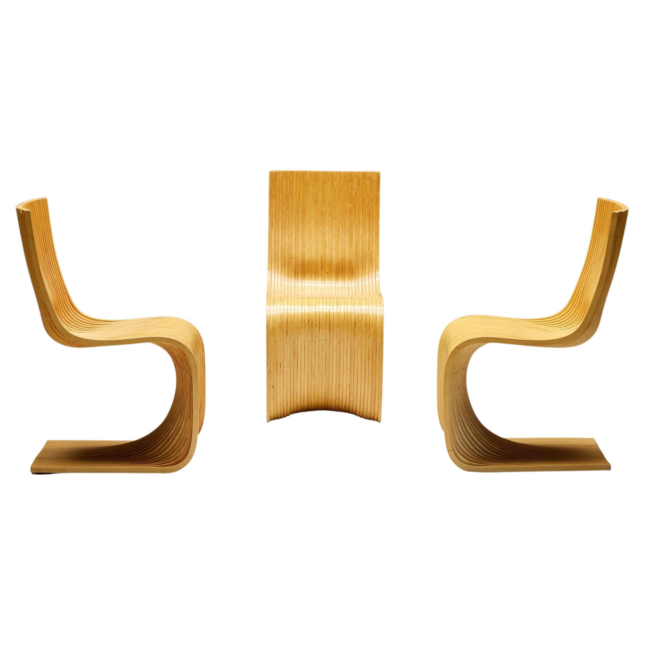 Alejandro Estrada Bamboo Dining Chairs for Piegatto, 2006 For Sale