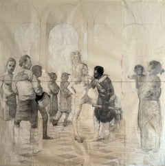 "The Party (Paper)". Figurative, Realism, Drawing, Collage, paper, pencil