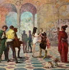 "Il partito (studio)". Figurativo, Figura umana, Realismo, olio su tavola