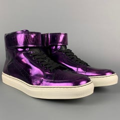 ALEJANDRO INGELMO Größe 10,5 lila pflaumenfarben Galaxy Metallic Leder High Top Sneaker