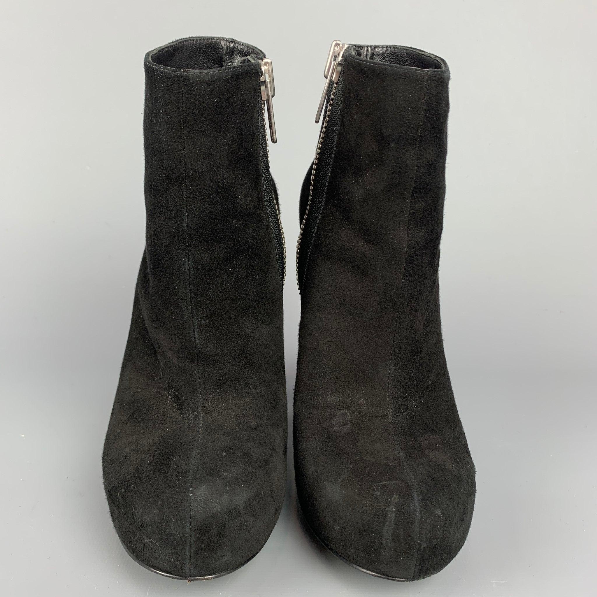 Women's ALEJANDRO INGELMO Size 5.5 Black Suede Platform Ankle Boots For Sale