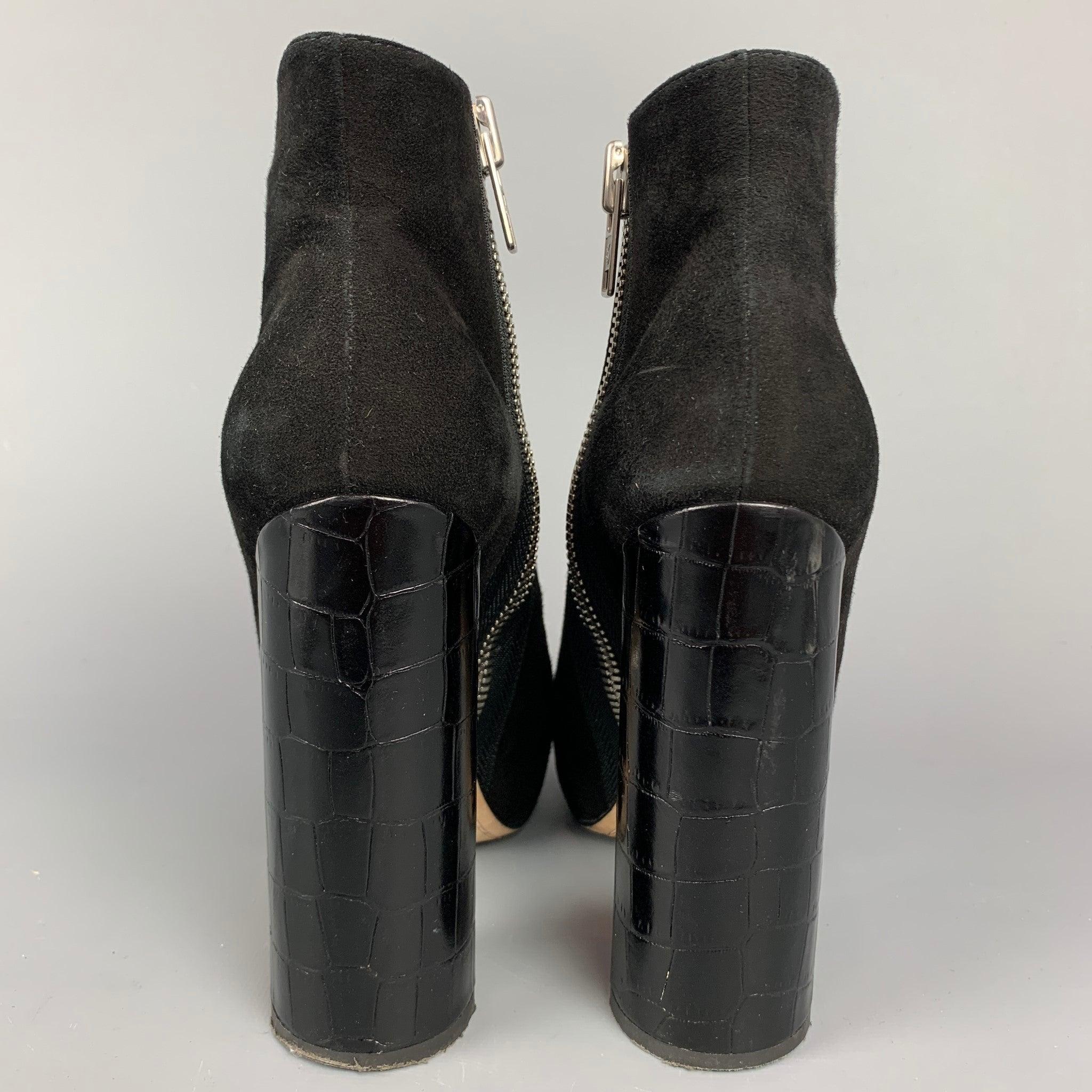 ALEJANDRO INGELMO Size 5.5 Black Suede Platform Ankle Boots For Sale 1