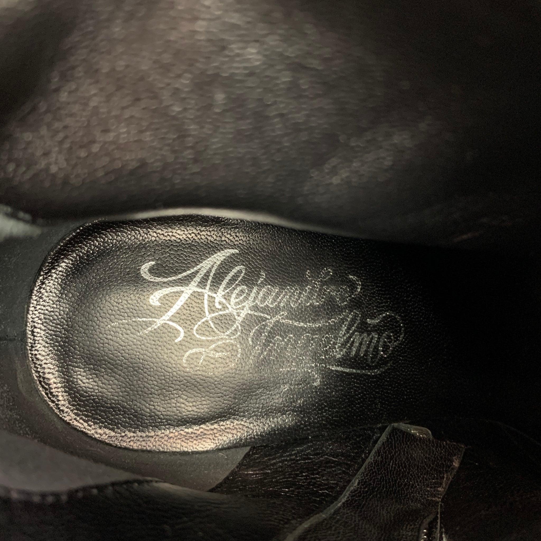 ALEJANDRO INGELMO Size 5.5 Black Suede Platform Ankle Boots For Sale 2