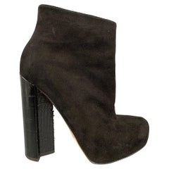 ALEJANDRO INGELMO Size 5.5 Black Suede Platform Ankle Boots