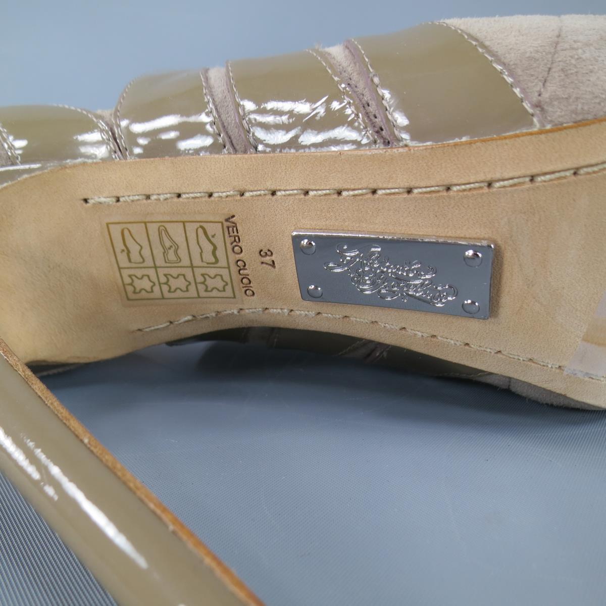 ALEJANDRO INGELMO Bottes à bout ouvert « Origami » en daim taupe taille 7 en vente 2