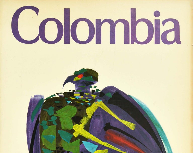 Original Vintage Travel Poster Colombia South America Andean Condor Bird Design - Print by Alejandro Obregon