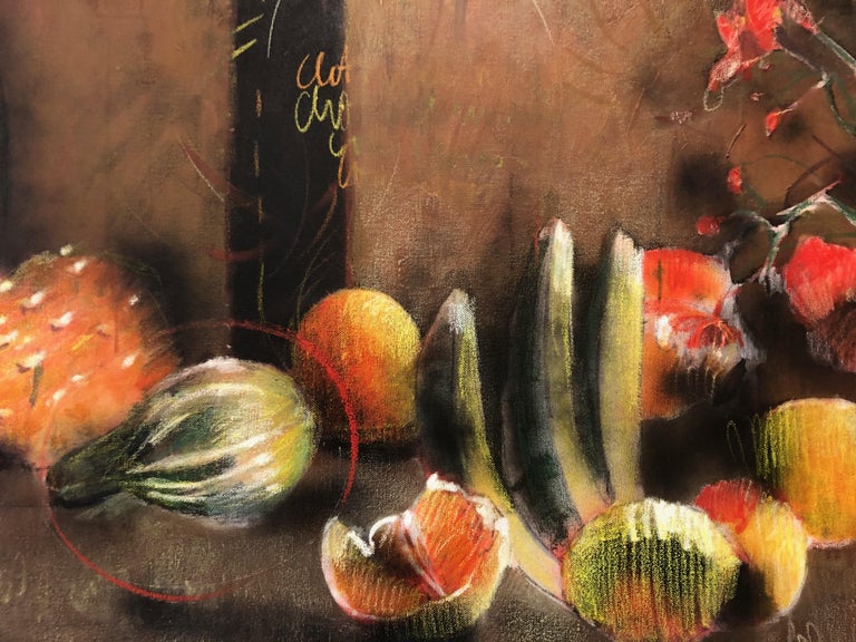  Still Life With Fruit And Flowers - Brown Still-Life Painting by Alejandro Perez Becerra