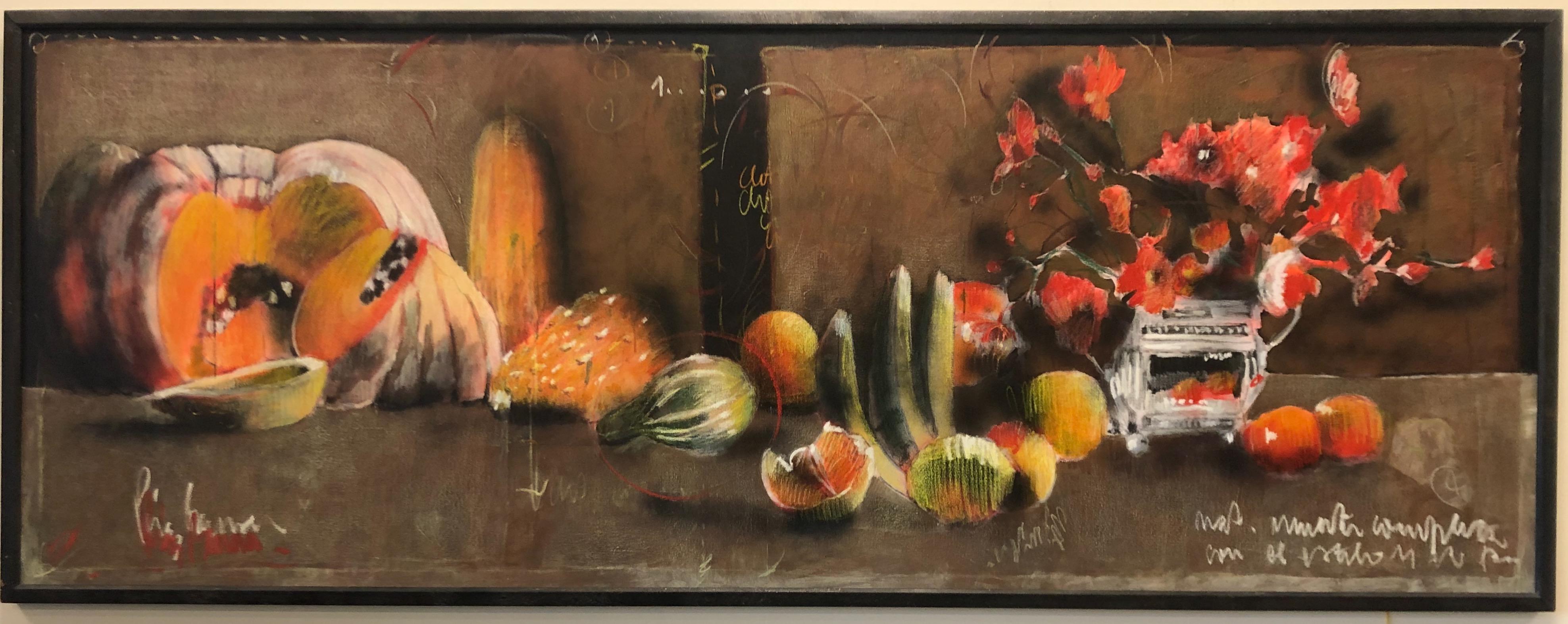  Fruit And Flowers - Expressionist Painting by Alejandro Perez Becerra