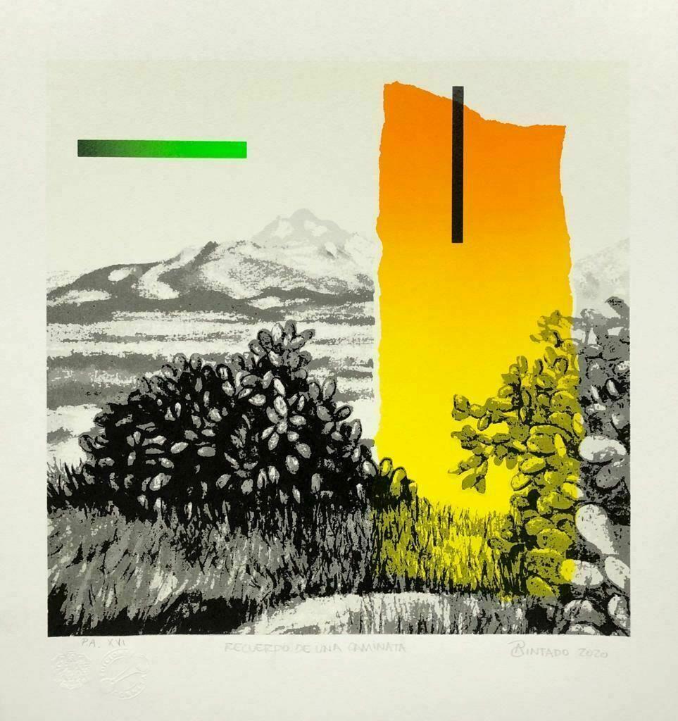 Alejandro Pintado Figurative Print - "Memory of a walk" 2020 Mexican artist silkscreen landscape limited edition