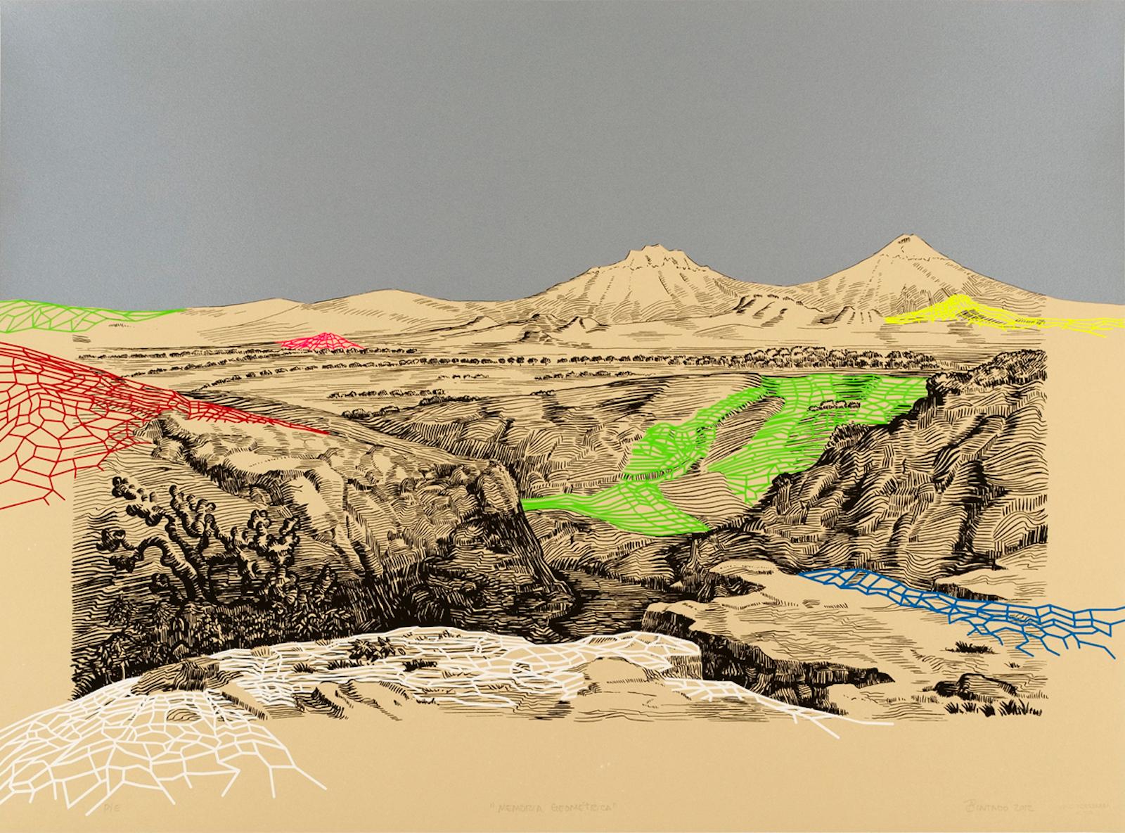 Alejandro Pintado Landscape Print - Memoria Geométrica