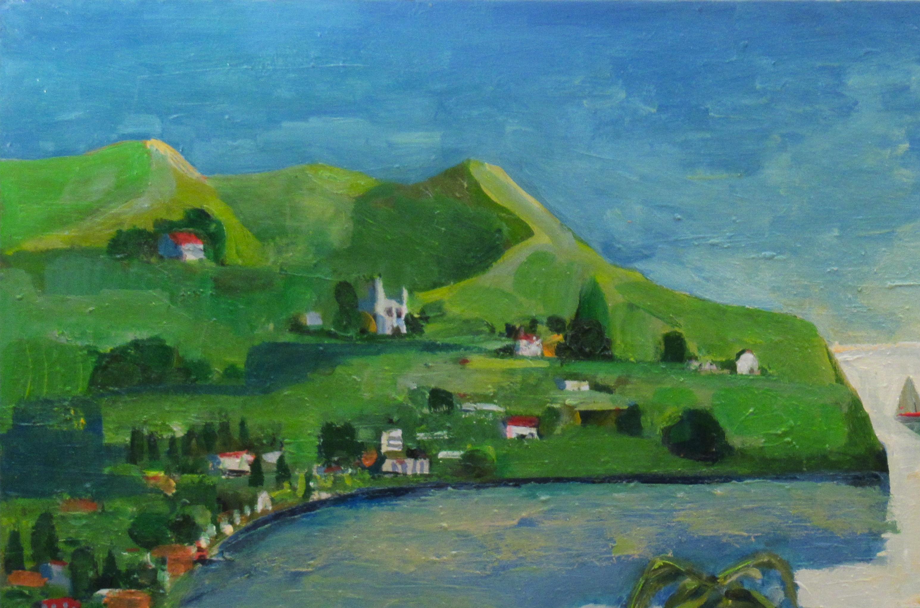 Piccola baia - Figurative Painting Blu di Alejandro Rubio