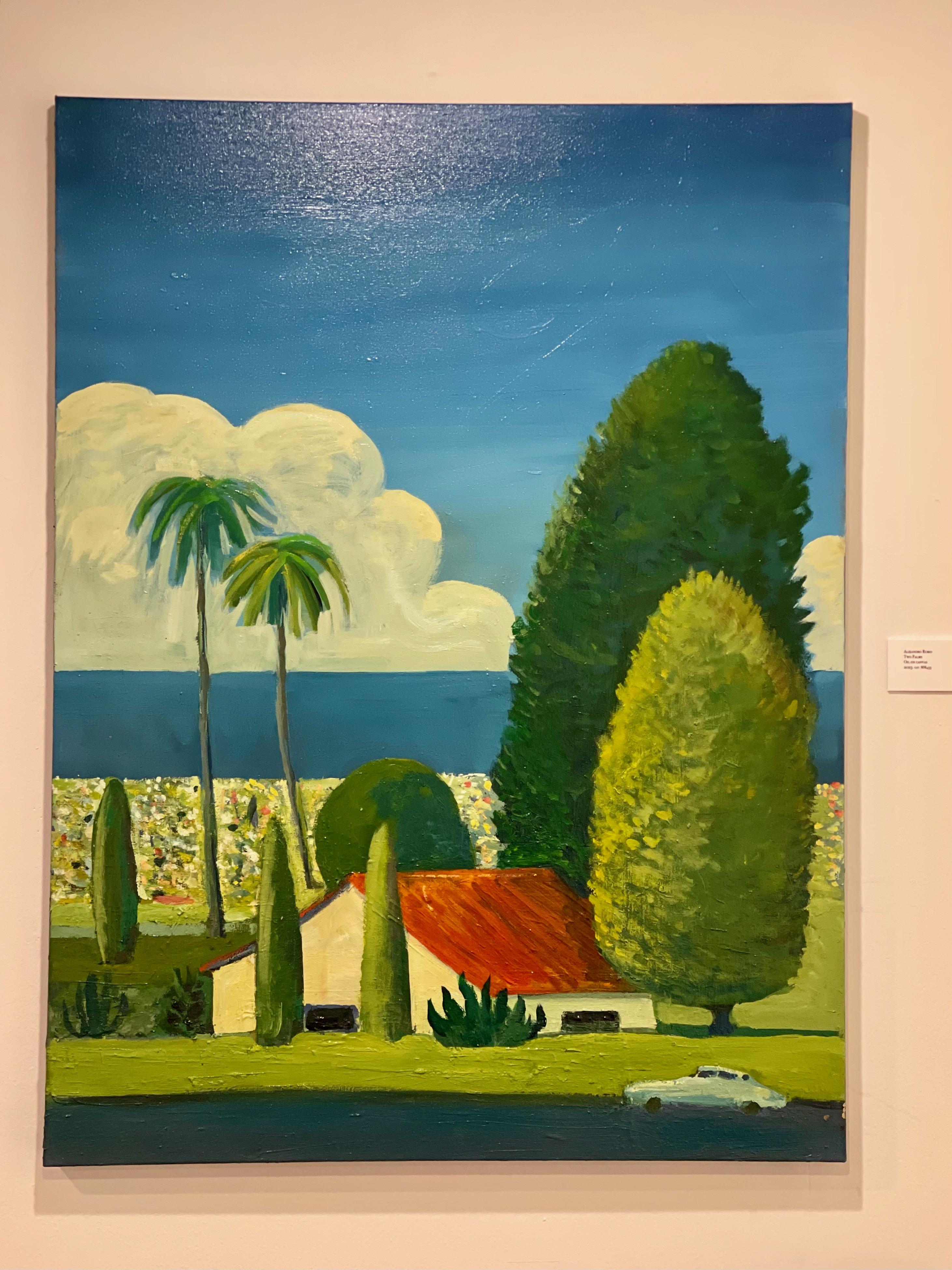 Zwei Palmen – Painting von Alejandro Rubio