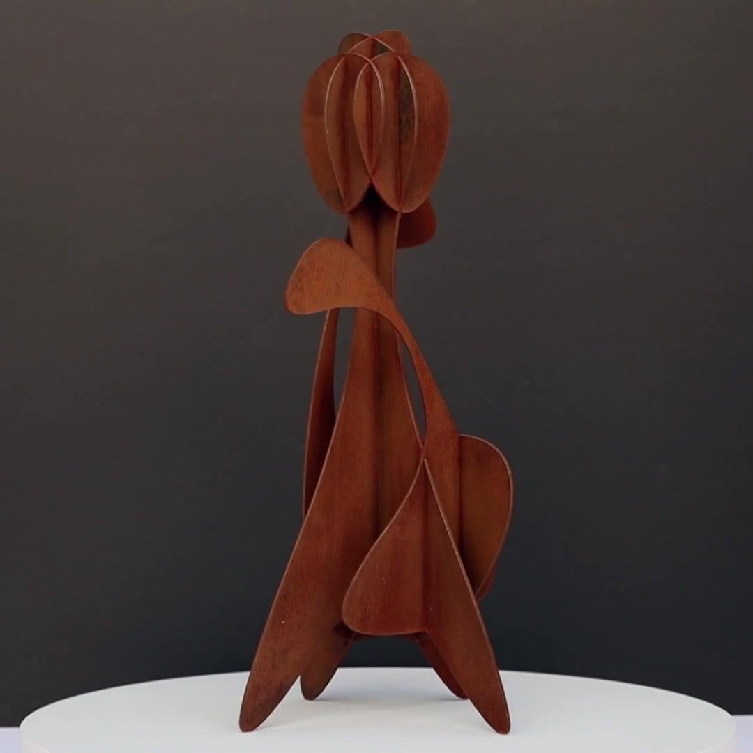 Alfil #1 von Alejandro Vega Beuvrin - Abstrakte Skulptur, verwitterter Stahl, Laser im Angebot 8