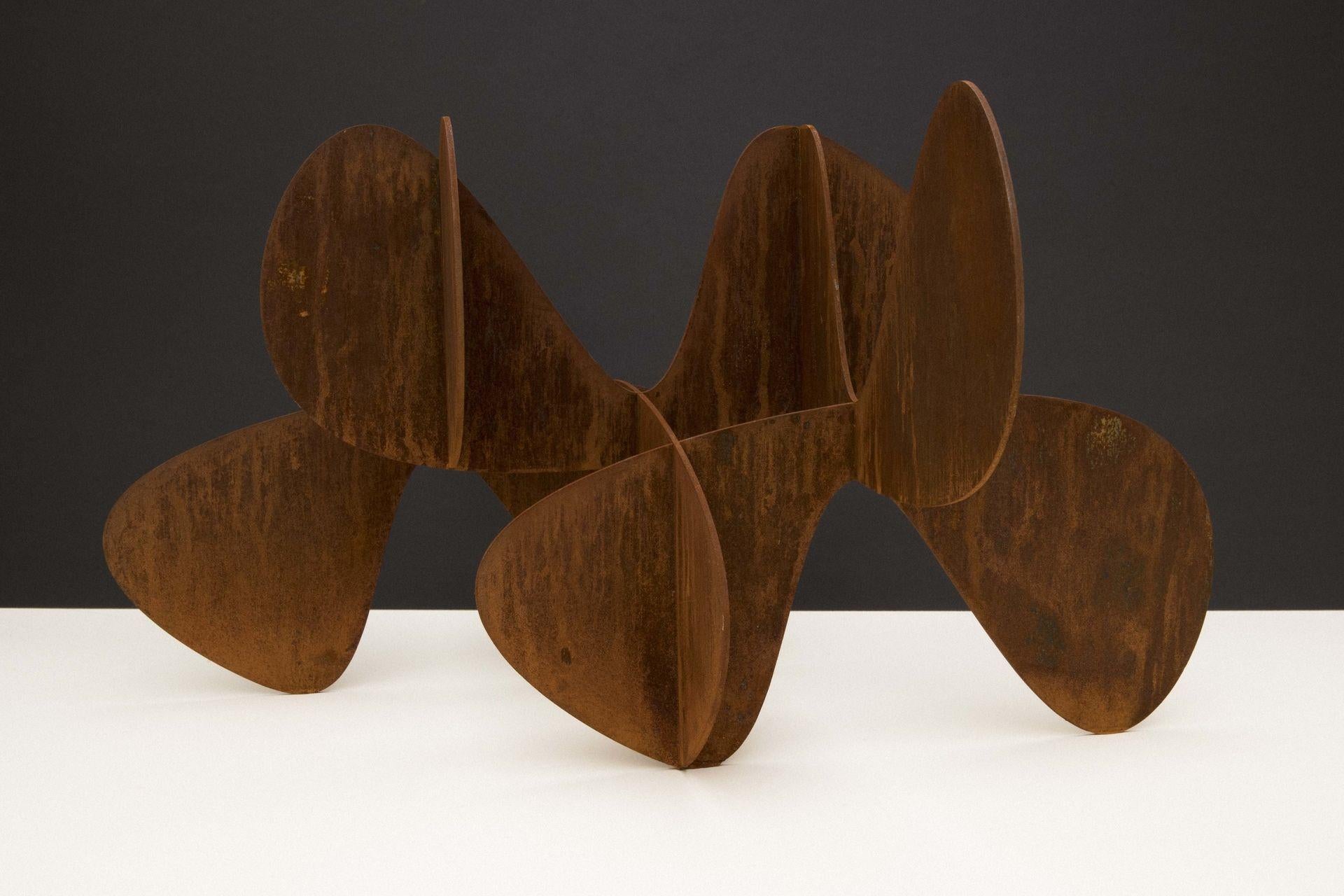 Barricada #1 ac S by Alejandro Vega Beuvrin - Weathering steel sculpture, brown For Sale 3