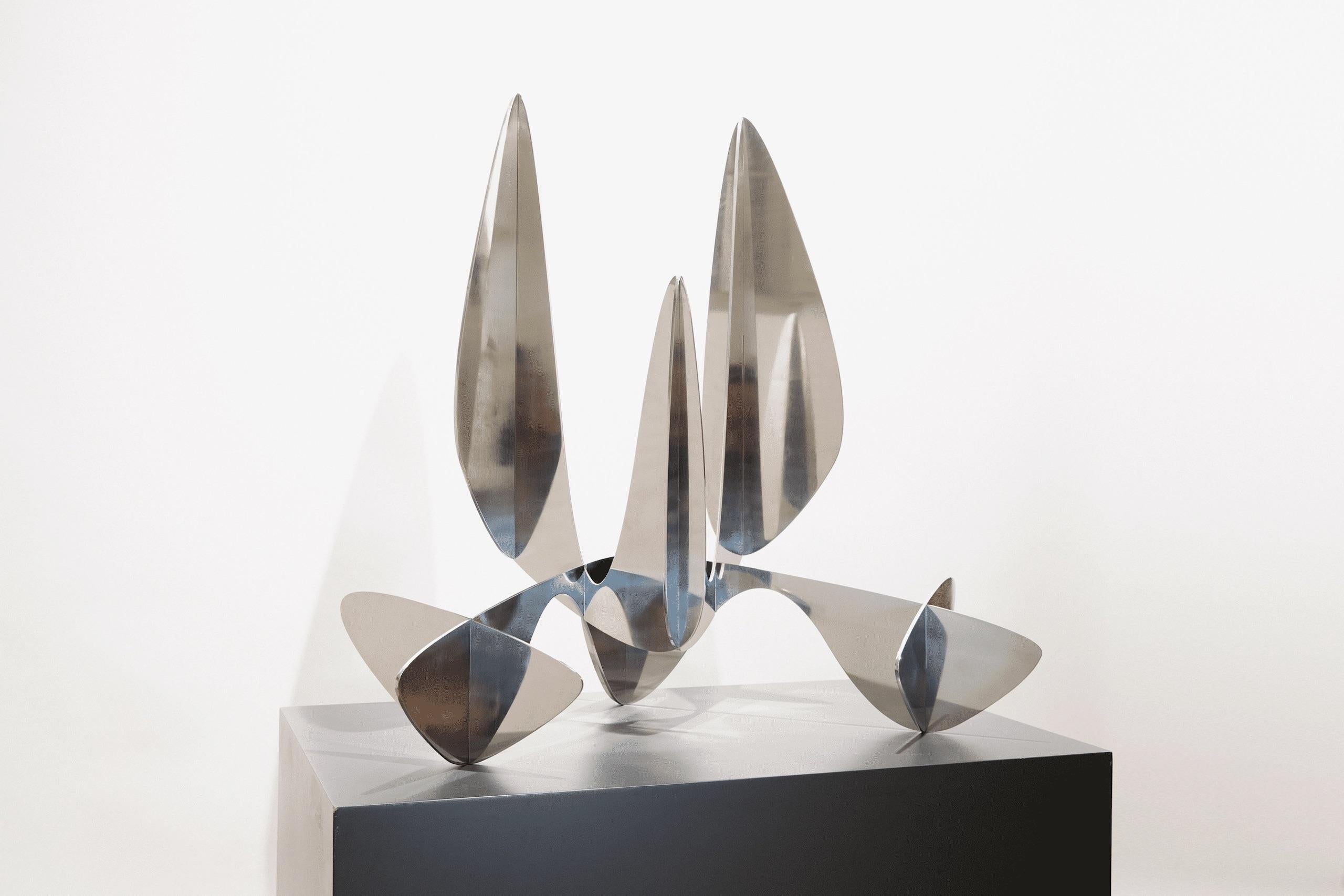 Barricada #14 aip M105 by Alejandro Vega Beuvrin - Abstract sculpture, silver For Sale 1