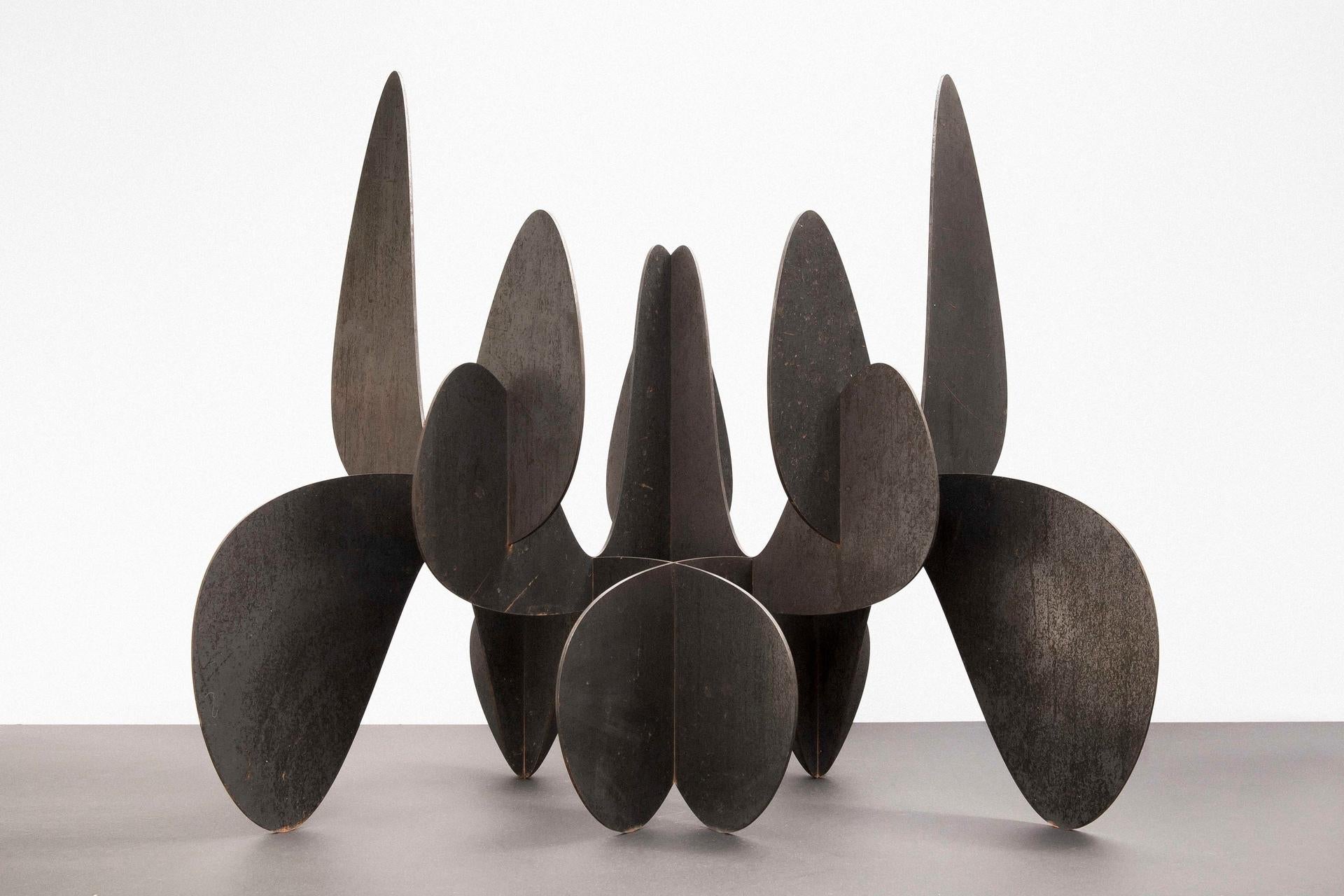 Barricada #8 ac S by Alejandro Vega Beuvrin - Weathering steel sculpture, dark For Sale 3
