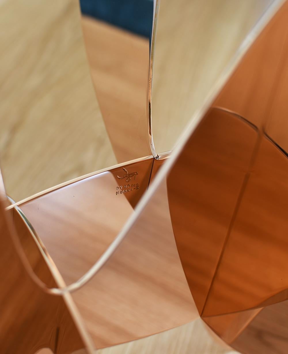 Barricada #9 bp M by A. Vega Beuvrin - Abstract sculpture, golden, organic forms For Sale 1