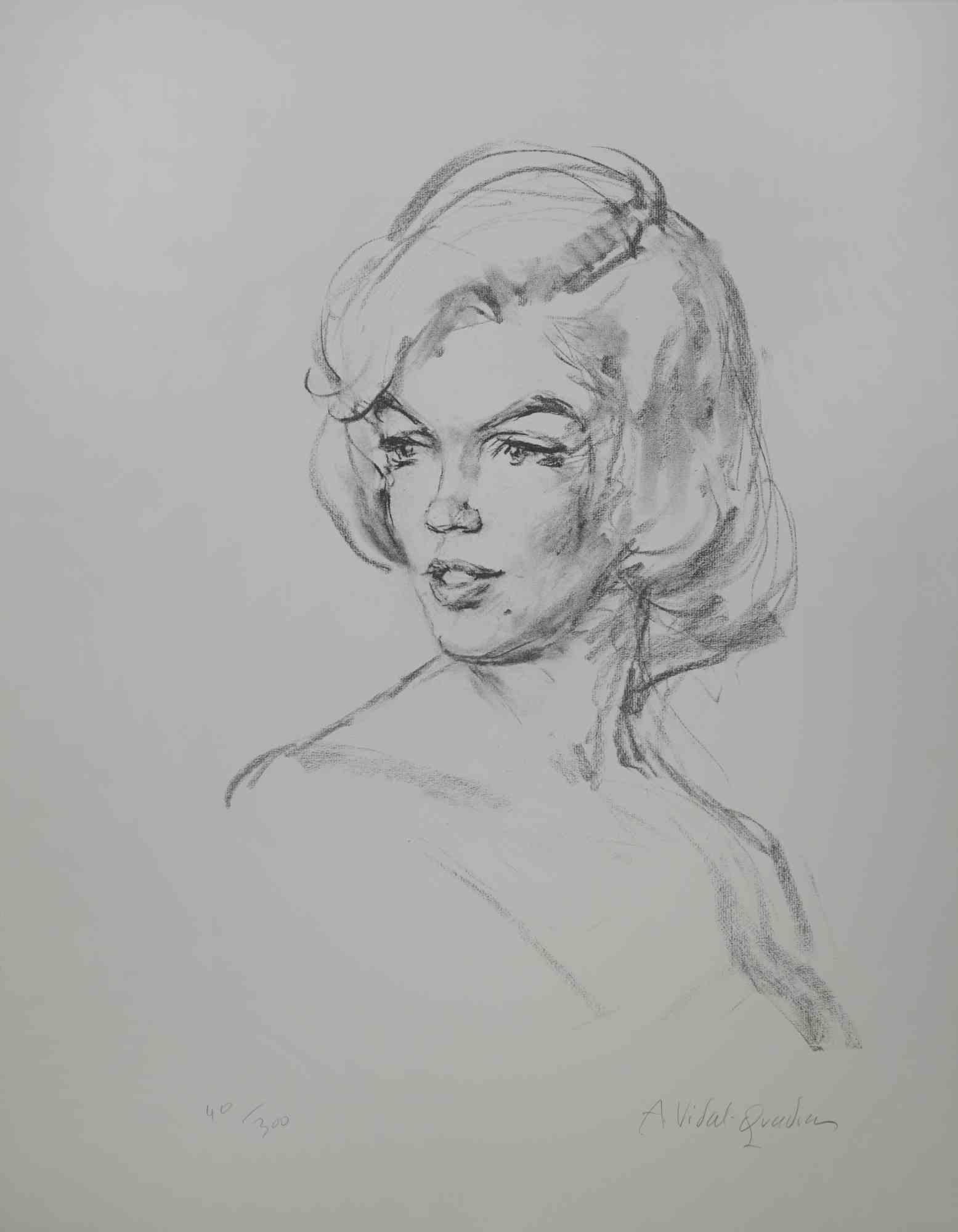 Just Marilyn – Lithographie von Alejo Vidal-Quadras – Mitte des 20. Jahrhunderts