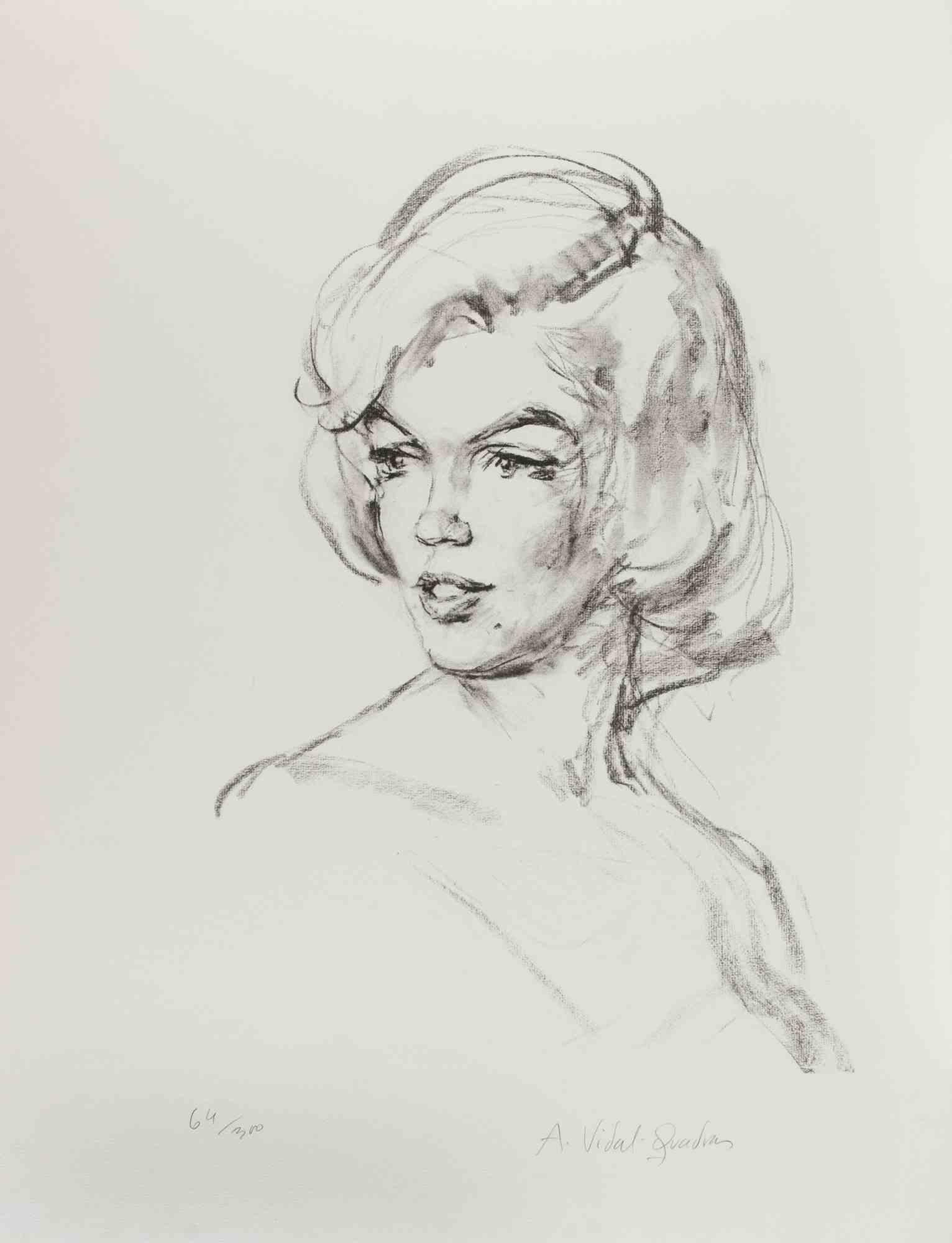 Just  Marilyn  is a black and white lithograph realized by Alejo Vidal-Quadras in the 20th century.

Hand-signed by the artist in pencil on the lower right. Numbered in pencil on the lower left.

Edition of 300.

Good condition. 

Very beautiful