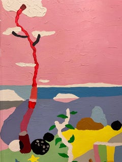 Porch With Views: Pop Inspired Landscape Painting, Acrylic on Canvas