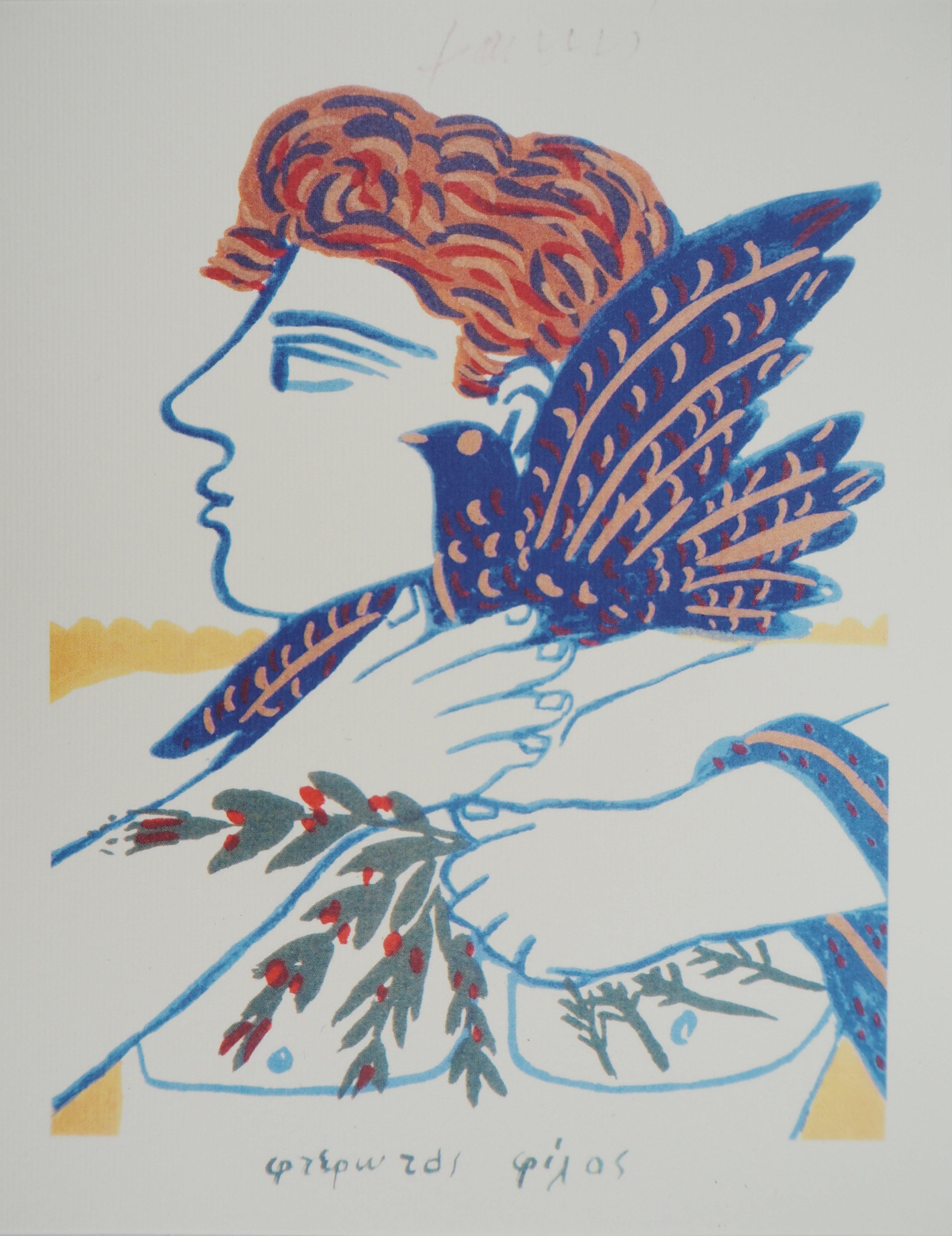 Athlete with Branches and Dove - Offset print - Printed signature, 2004