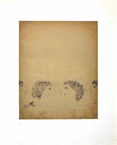 Boys - Etching by Alekos Fassianos - 1960s