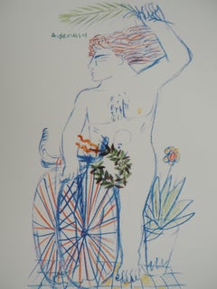 Ciclista e la sua corona di allori- Stampa offset - Firma stampata, 2004