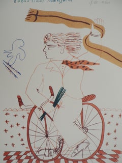 Elegant Man in a Bicycle - Offset print - Printed signature, 2004