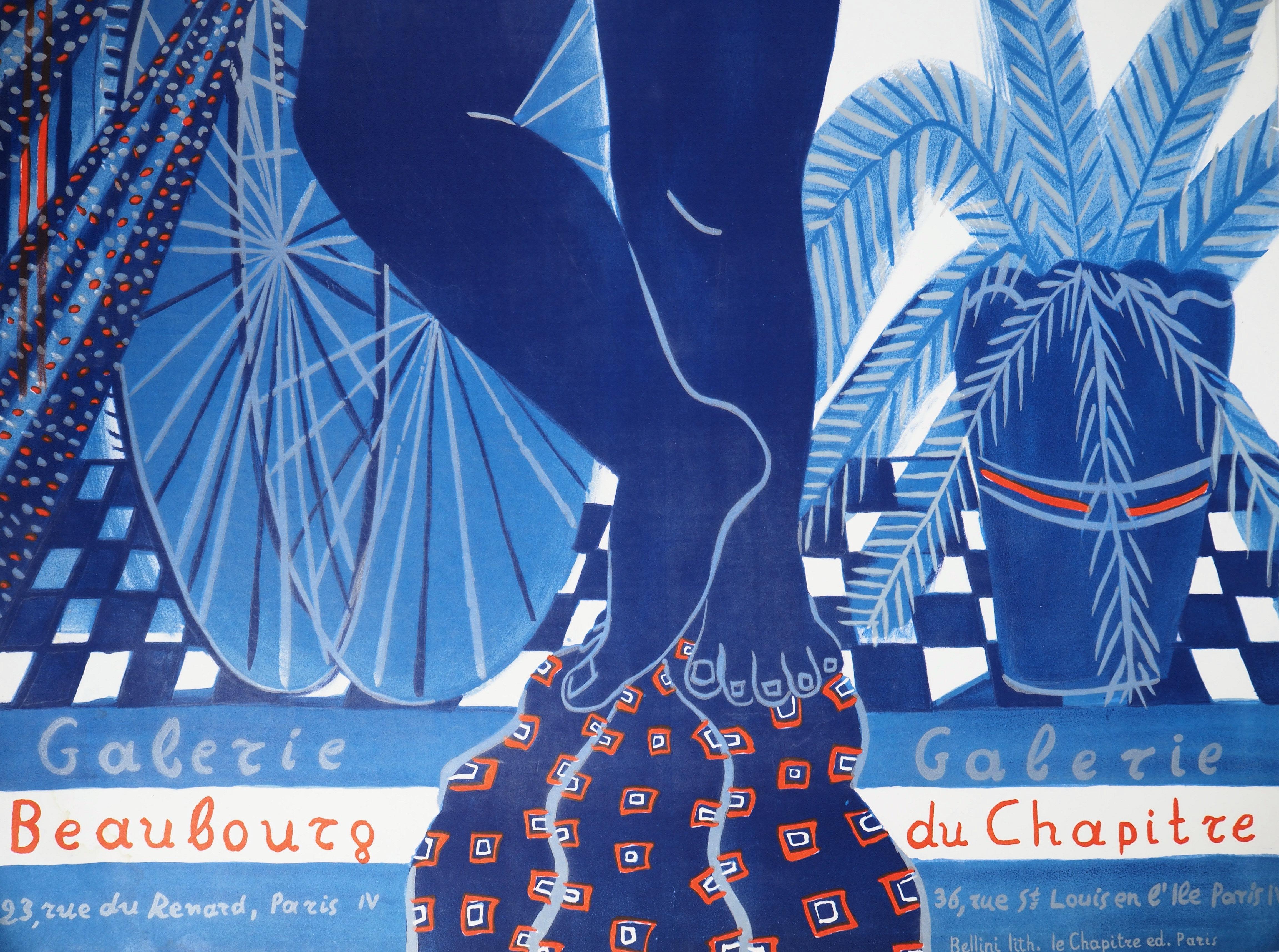 Grèce : Homme avec une bicyclette - Lithographie originale:: 1997 - Print de Alekos Fassianos