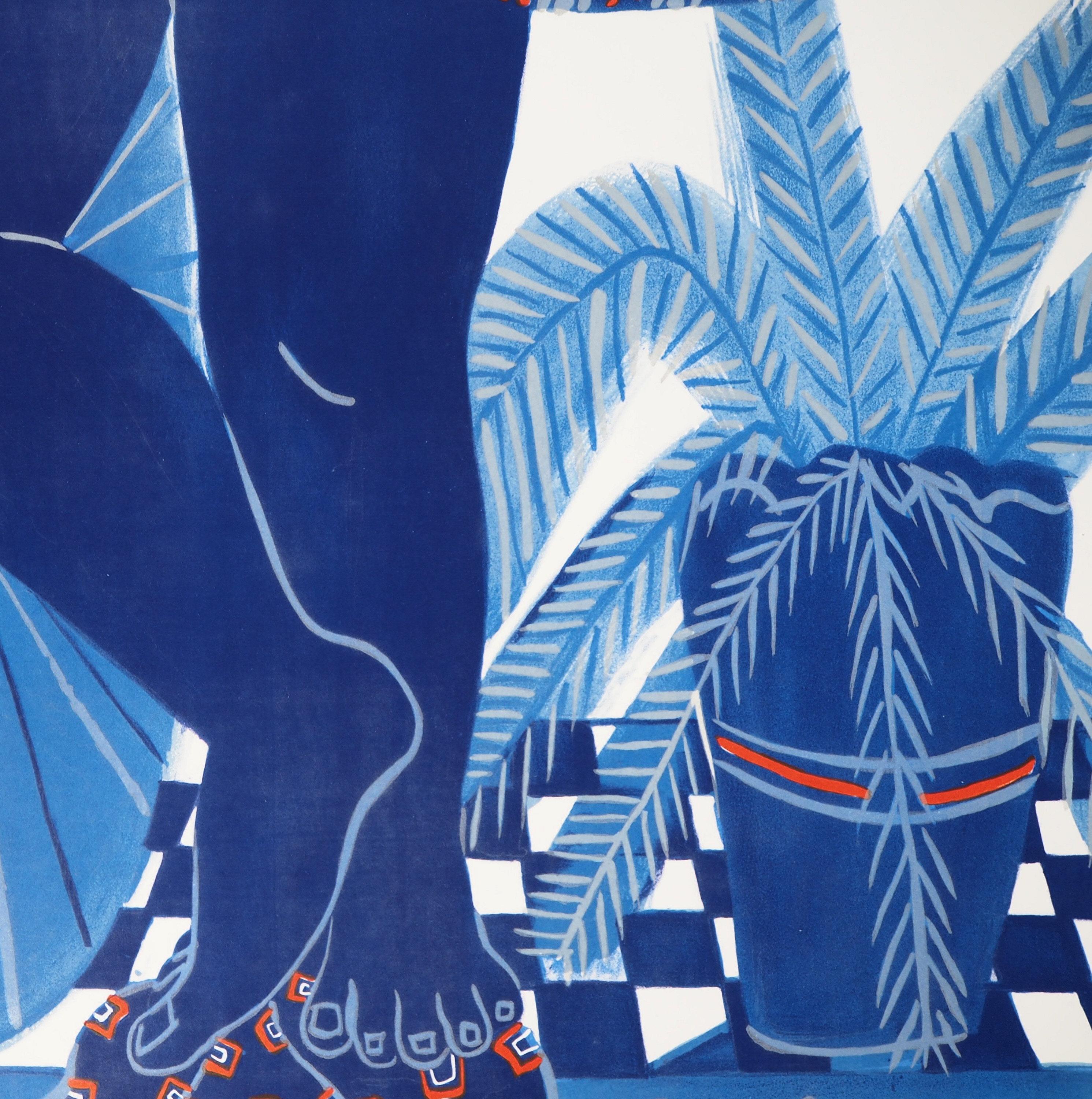 Grèce : Homme avec une bicyclette - Lithographie originale:: 1997 1