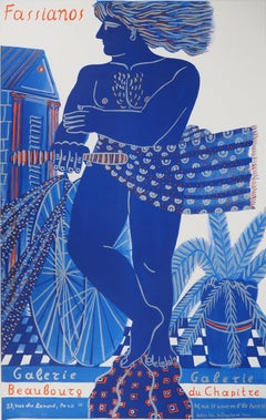 Greece : Man with Bicycle - Original lithograph, 1997