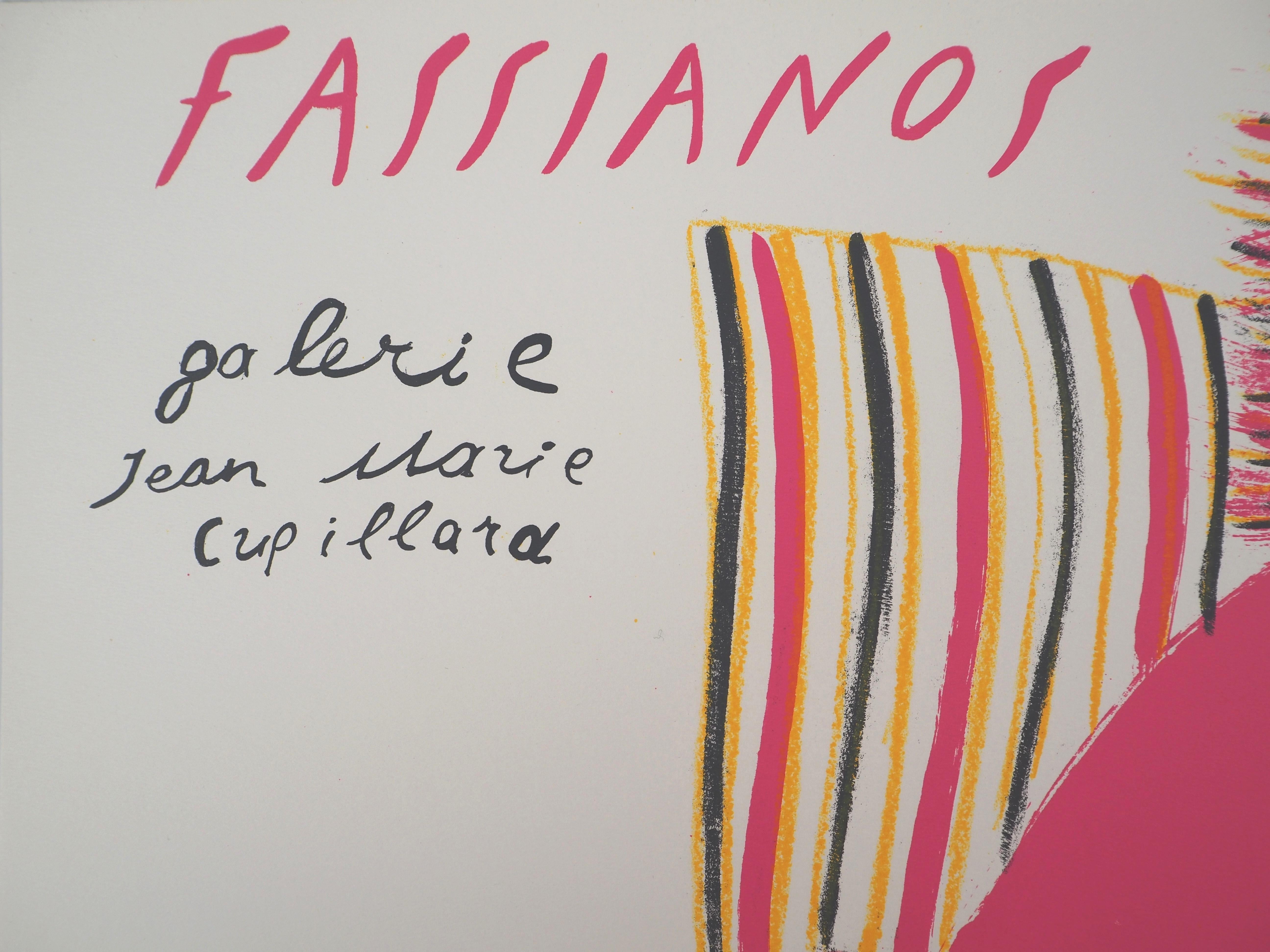 Grecia : Nudo rosa con spiga di grano - litografia originale, 1982 - Print di Alekos Fassianos